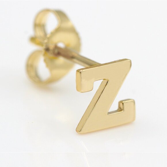 14k Gold Mini Alphabet Earrings Studs Sold as a Pair Fit for any Age - Picture 10 of 17